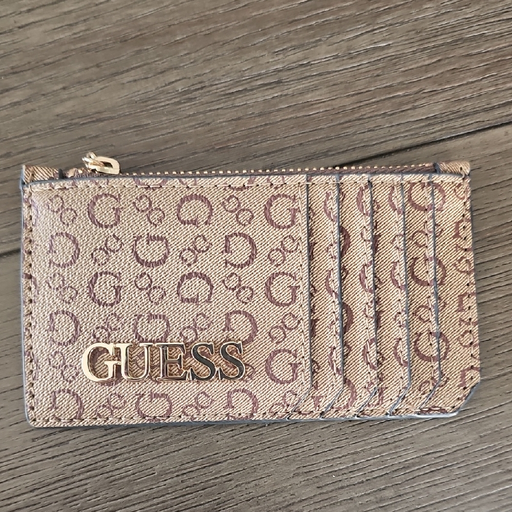 Guess Tan Logo Card Wallet